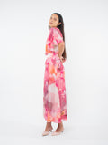 Asymmetric floral maxi dress