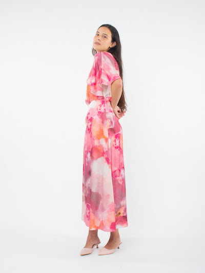Vestido largo asimétrico floral