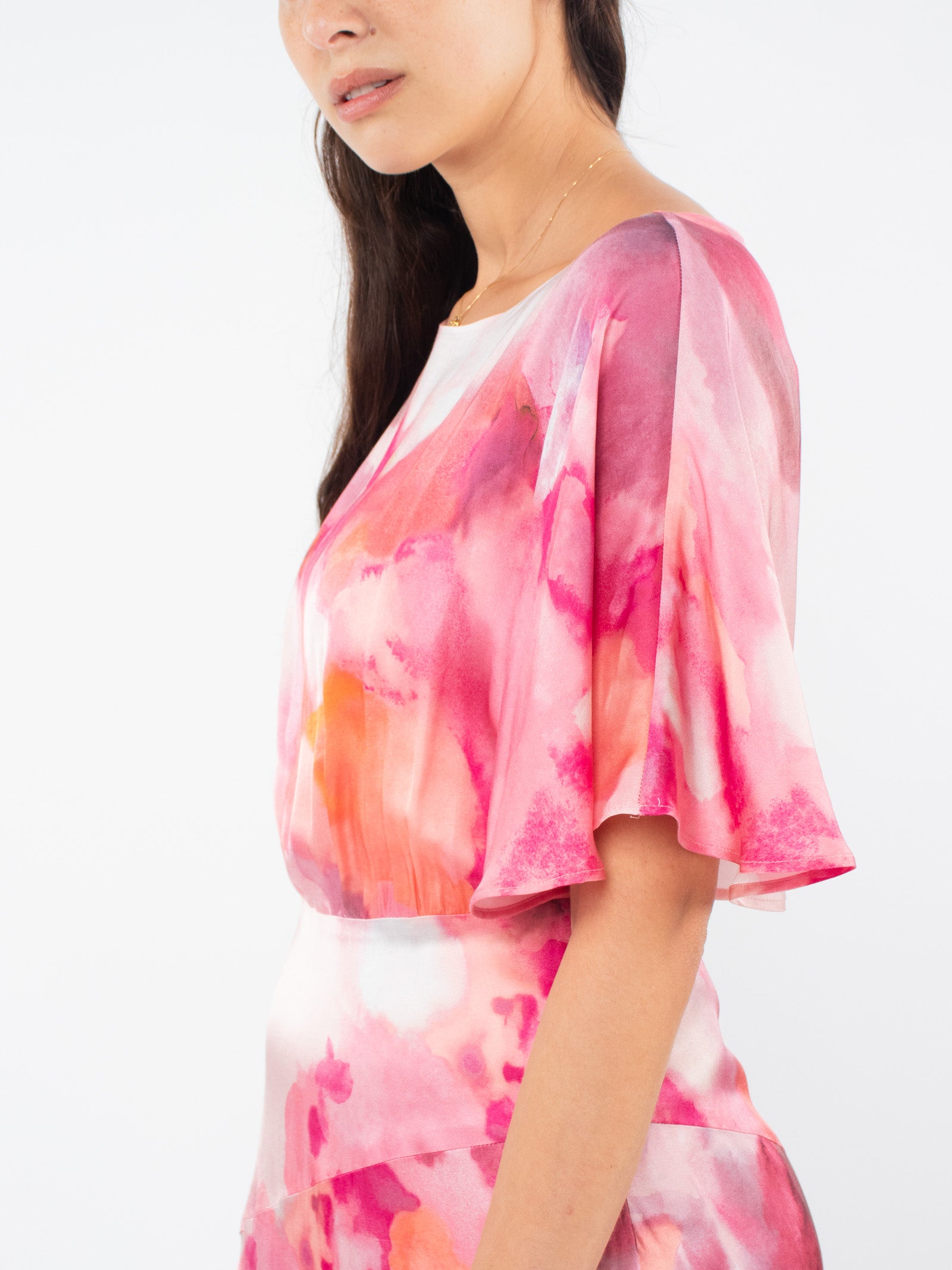 Asymmetric floral maxi dress