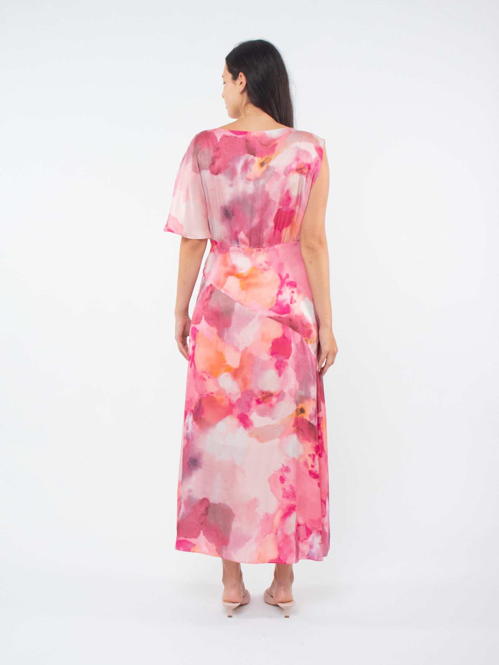 Asymmetric floral maxi dress