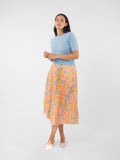 Printed pleated midi skirt