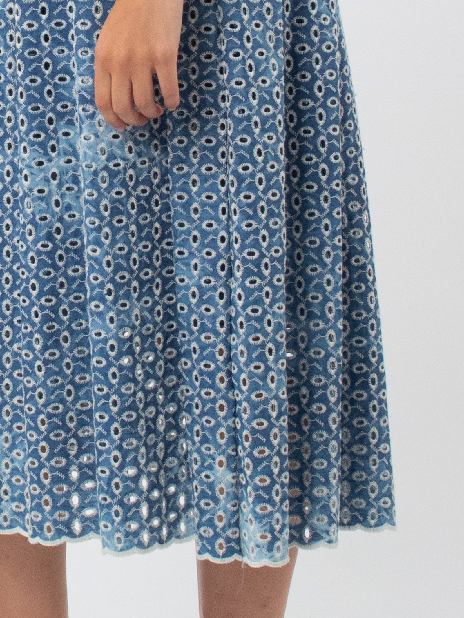 Eyelet embroidered midi skirt