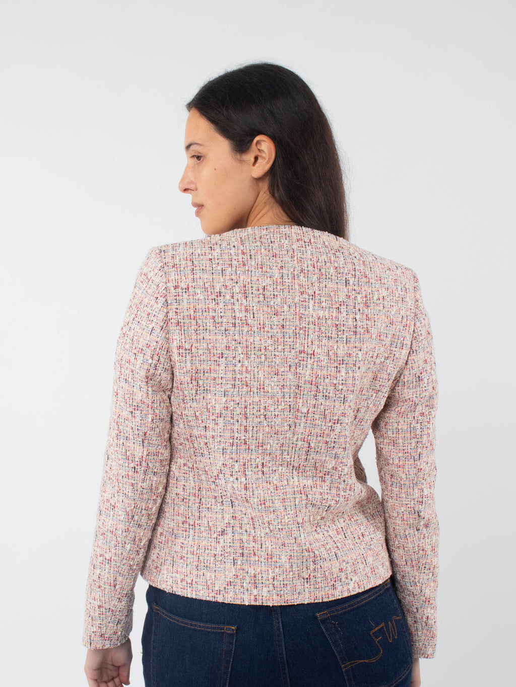 Short jacket with frayed finish