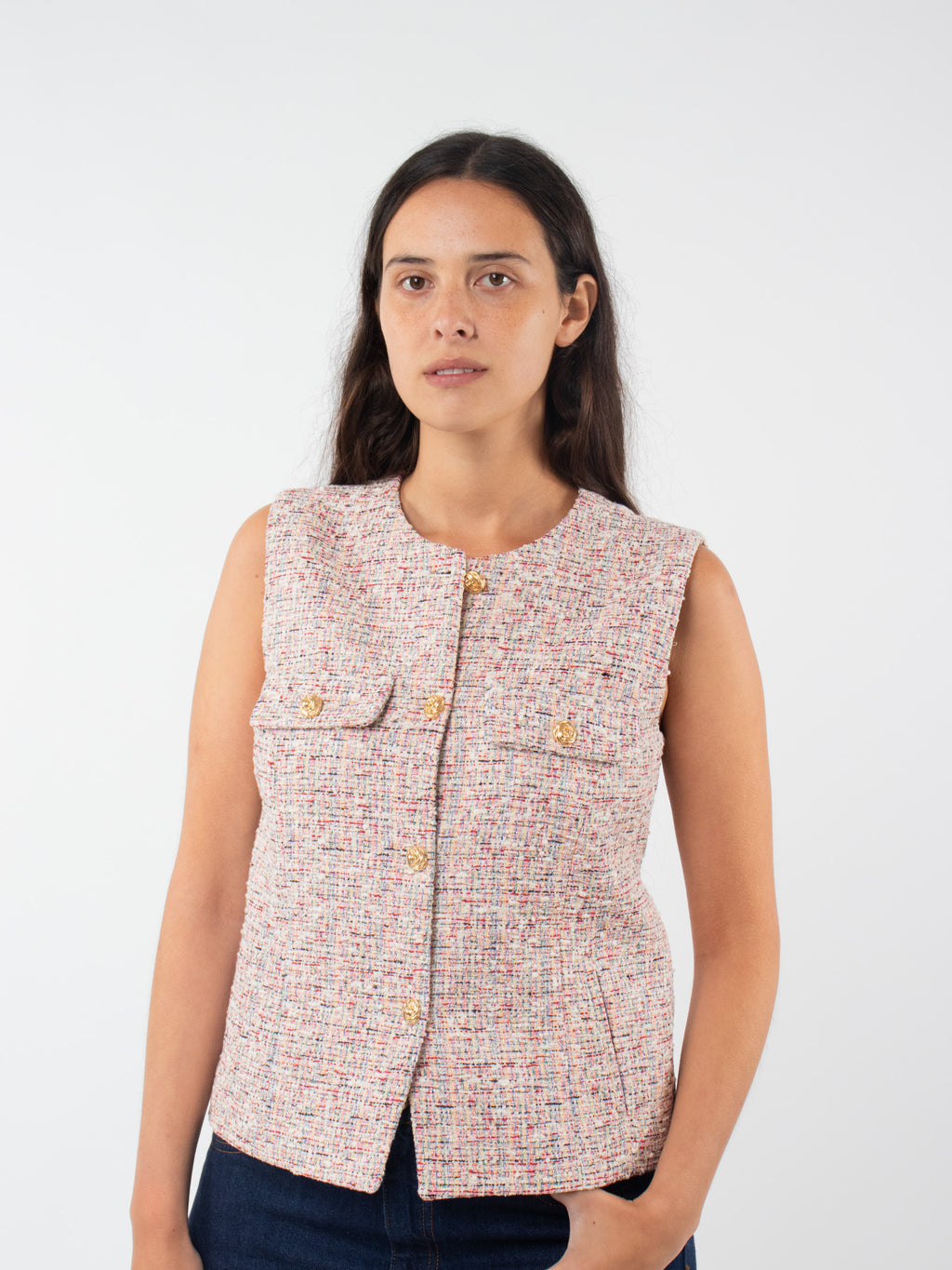 Multicolour tweed vest