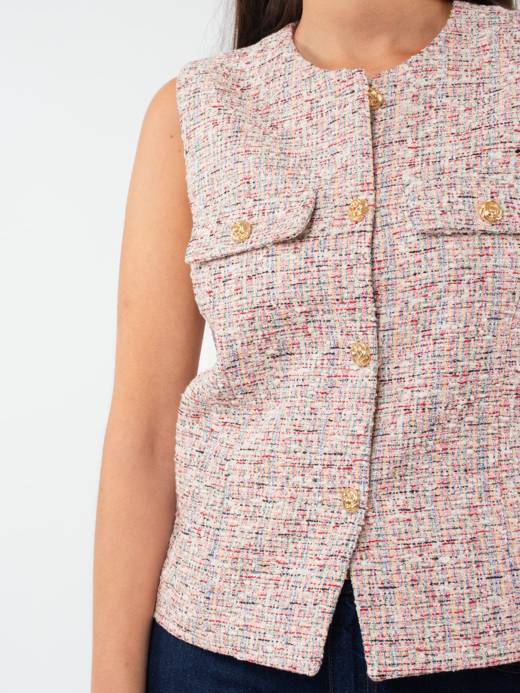 Multicolour tweed vest