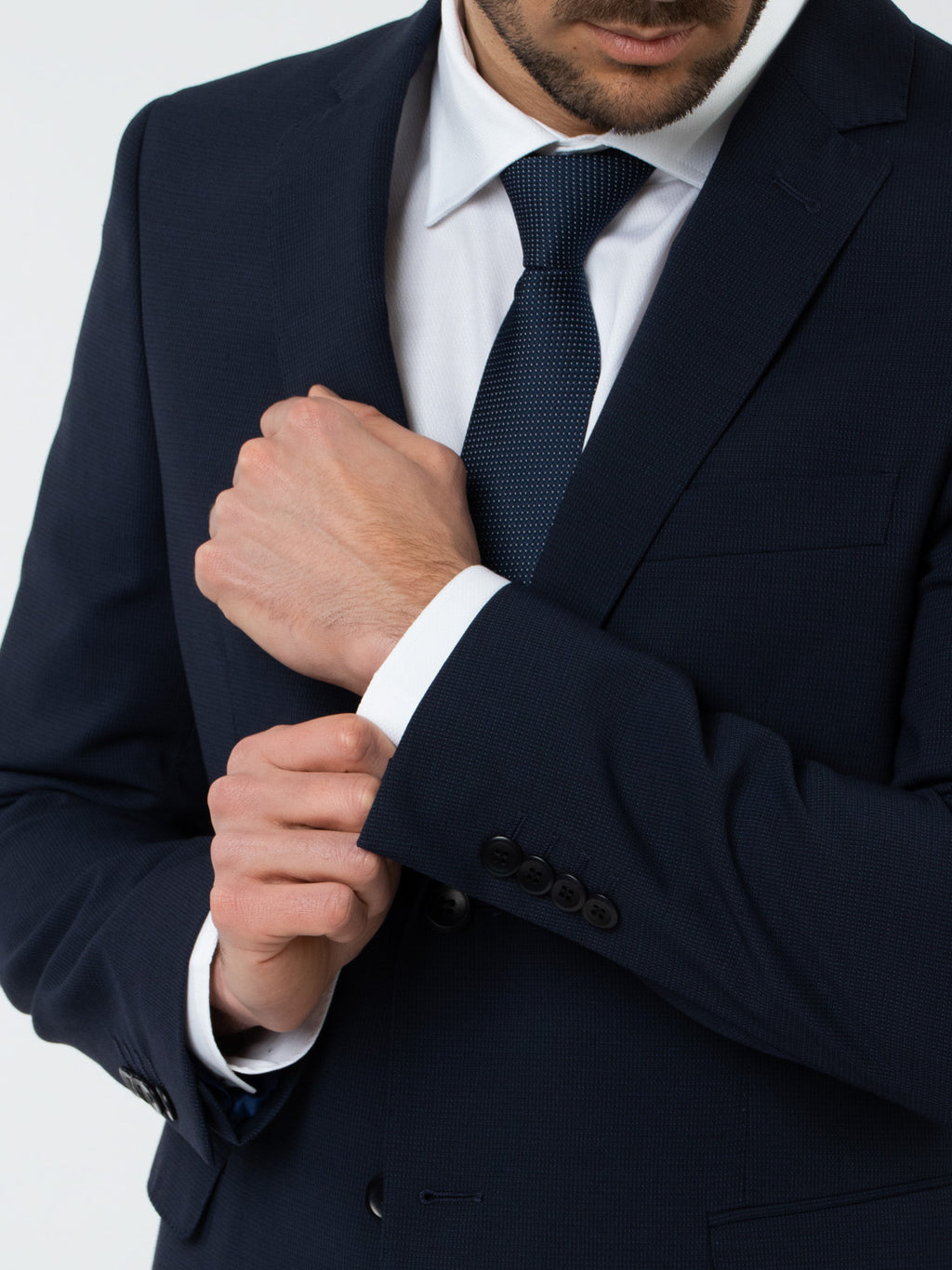Slim fit false plain wool suit