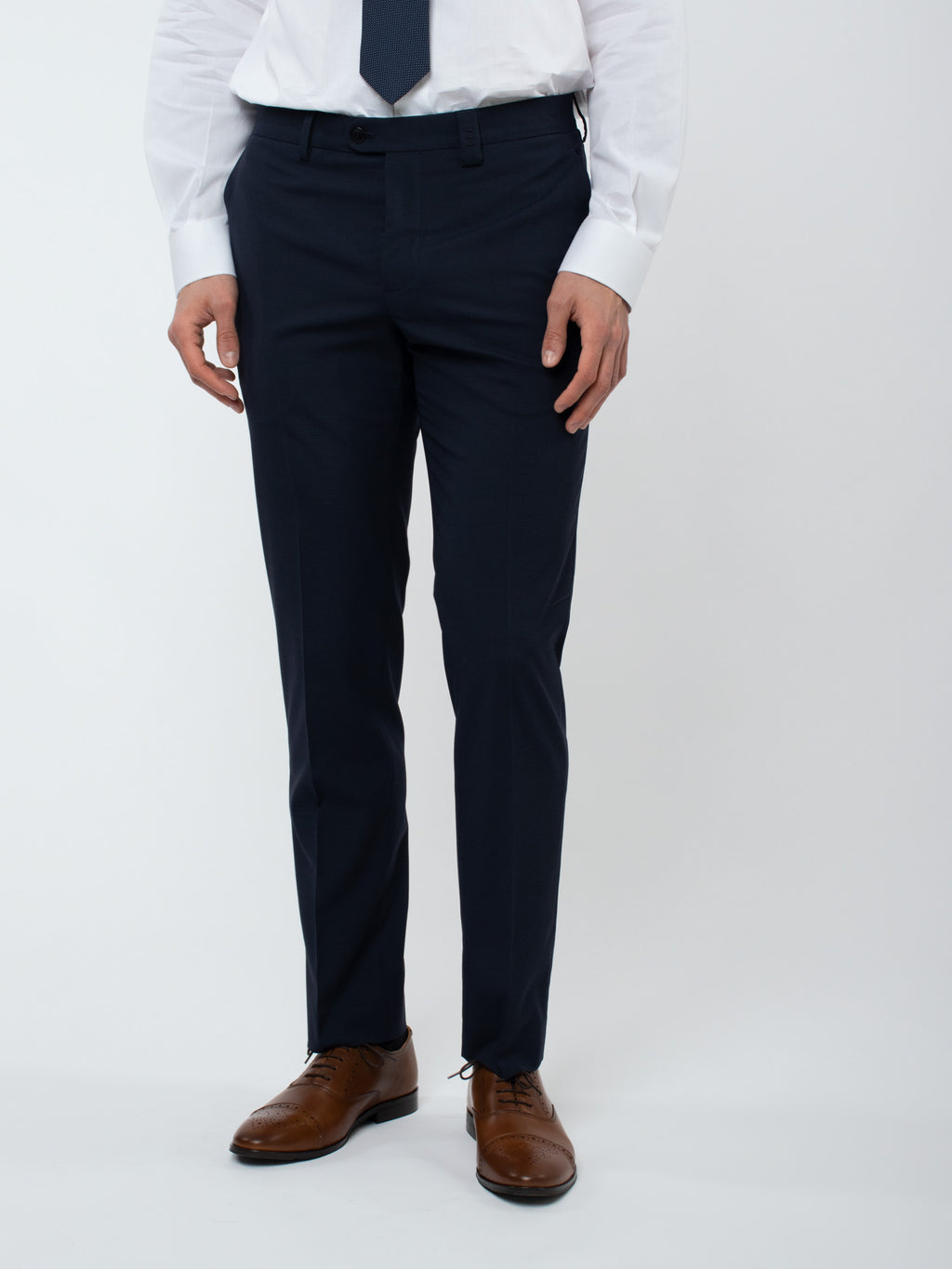 Slim fit false plain wool suit